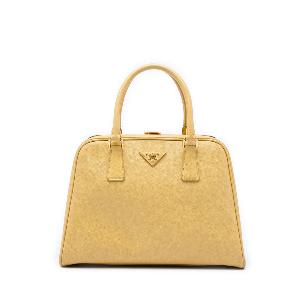 Pre-Loved Prada Saffiano Lux Pyramid Frame Handbag